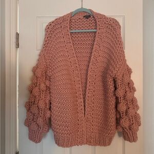 Women’s Pink Bobble Sleeve Sweater